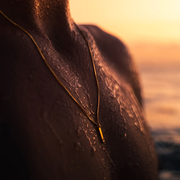 Heren Ketting | Vierkante Hanger | Verguld & RVS | Minimalistisch & Luxueus