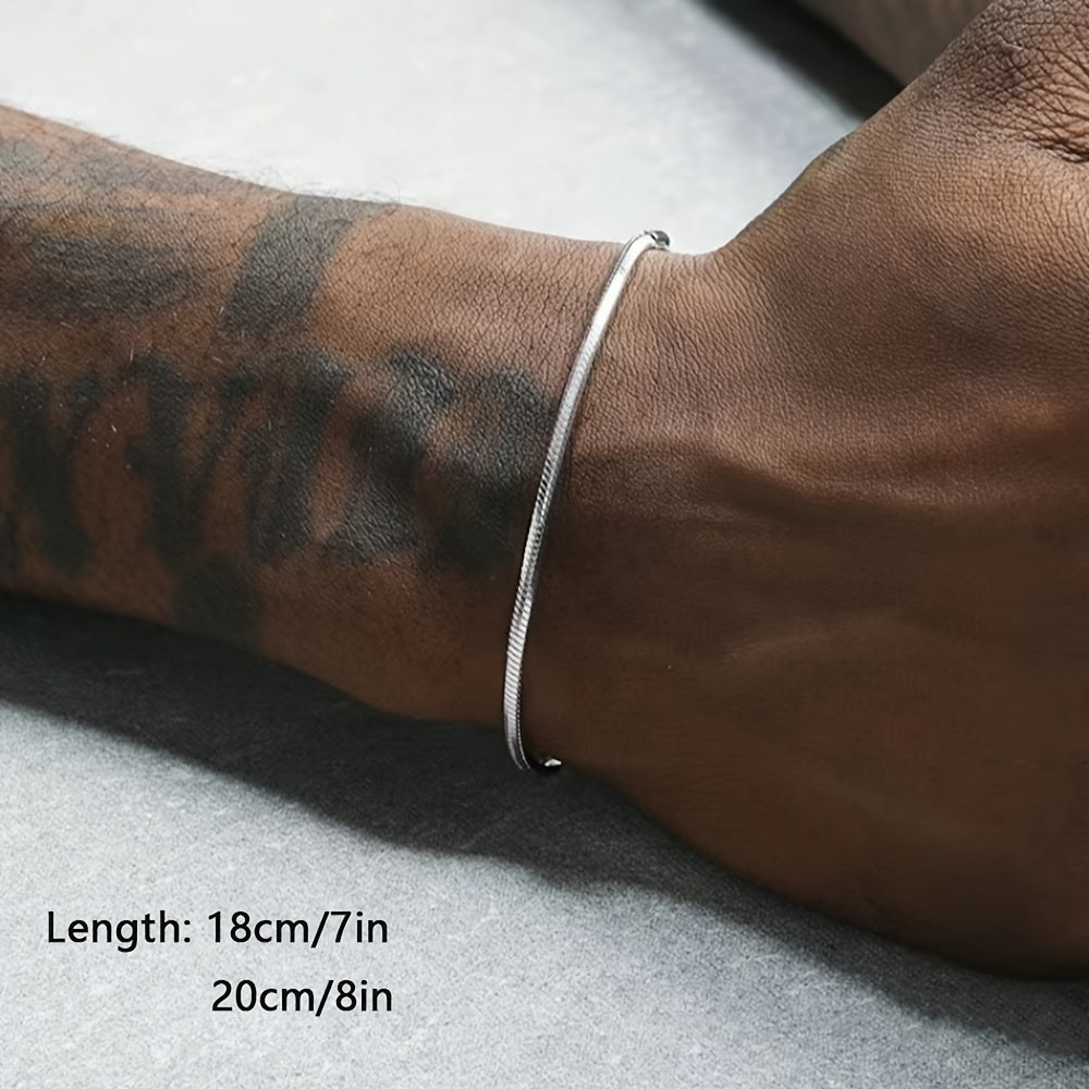 Heren Armband | Zilverkleurig Roestvrij Staal | Minimalistisch Hip-Hop Design | Modieus Cadeau