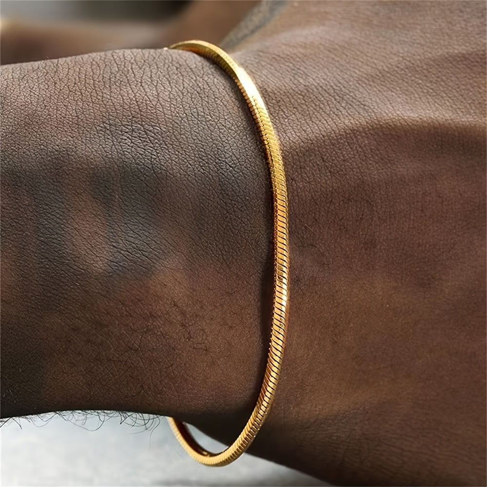 Heren Armband | Zilverkleurig Roestvrij Staal | Minimalistisch Hip-Hop Design | Modieus Cadeau