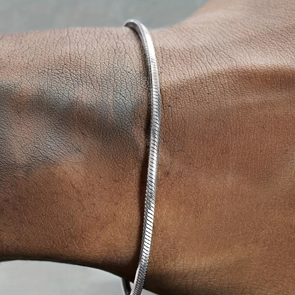 Heren Armband | Zilverkleurig Roestvrij Staal | Minimalistisch Hip-Hop Design | Modieus Cadeau