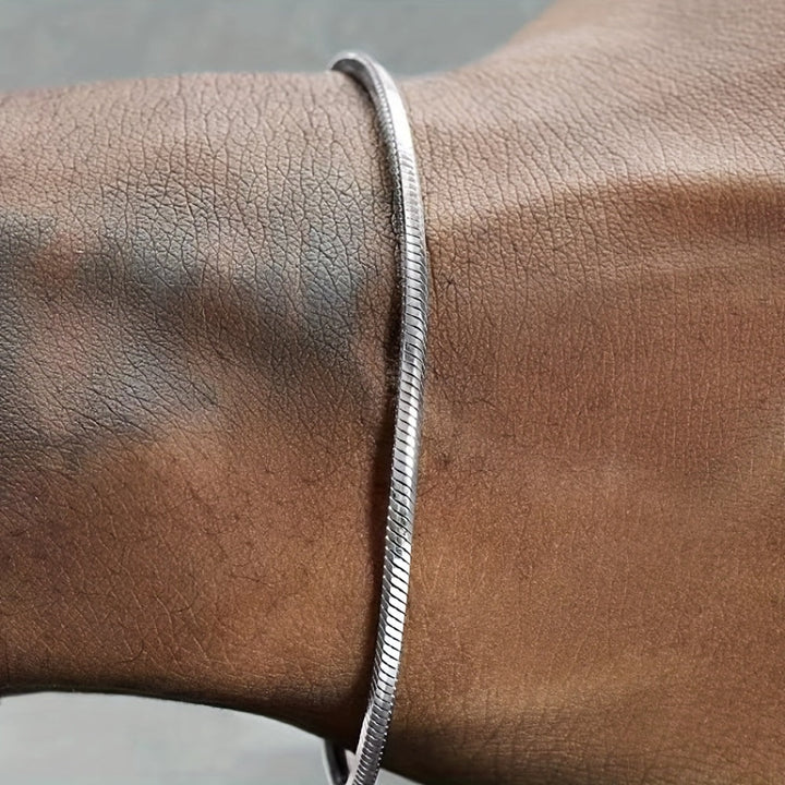 Heren Armband | Zilverkleurig Roestvrij Staal | Minimalistisch Hip-Hop Design | Modieus Cadeau