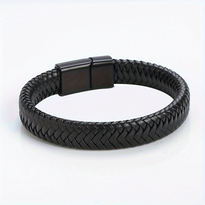 Heren Armband | Zwart PU-Leder | Retro Punkstijl | Magnetische Sluiting