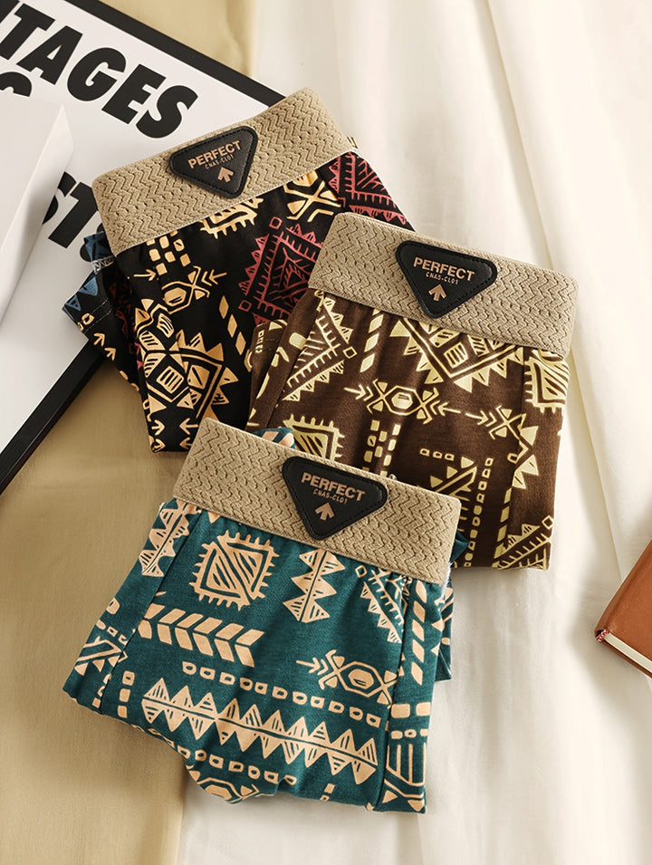 Heren Boxershorts | Set van 3 | Tribal Print | Katoen & Stretch | Ademend Comfort