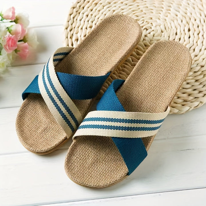 Heren Slippers | Open Teen & Kruisbanden | Ademende Stof | EVA Antislip Zool