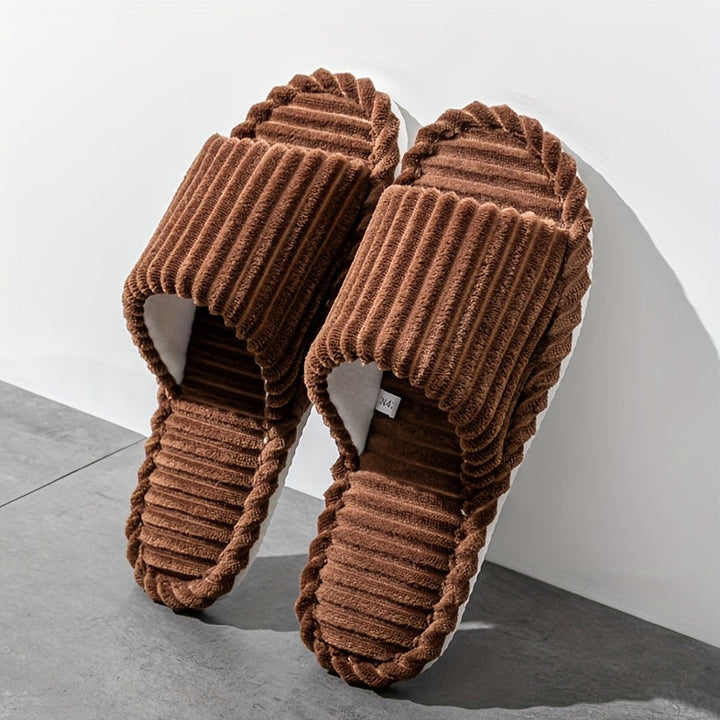 Heren Pantoffels | Corduroy Gestreept | Warm & Comfortabel | EVA Zool | Voor Thuisgebruik