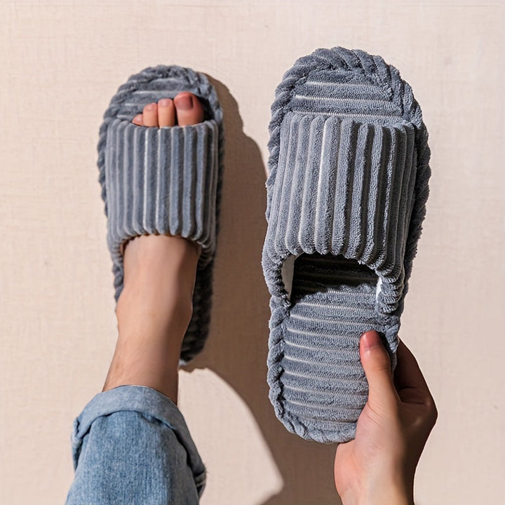 Heren Pantoffels | Corduroy Gestreept | Warm & Comfortabel | EVA Zool | Voor Thuisgebruik