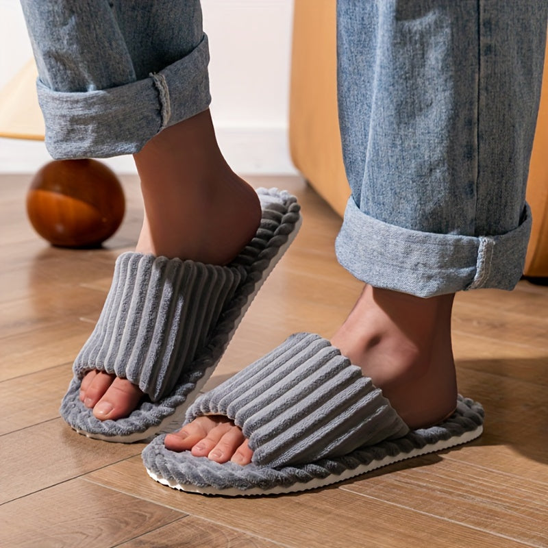 Heren Pantoffels | Corduroy Gestreept | Warm & Comfortabel | EVA Zool | Voor Thuisgebruik