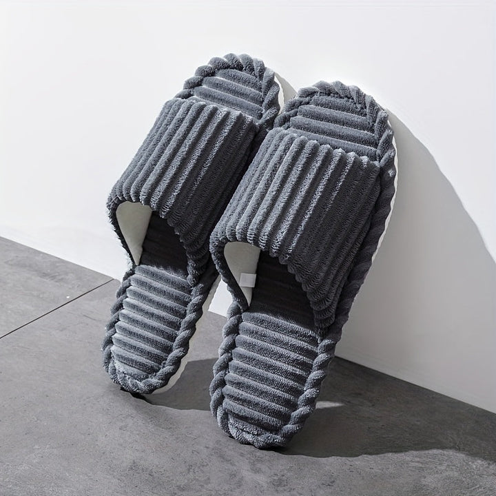 Heren Pantoffels | Corduroy Gestreept | Warm & Comfortabel | EVA Zool | Voor Thuisgebruik