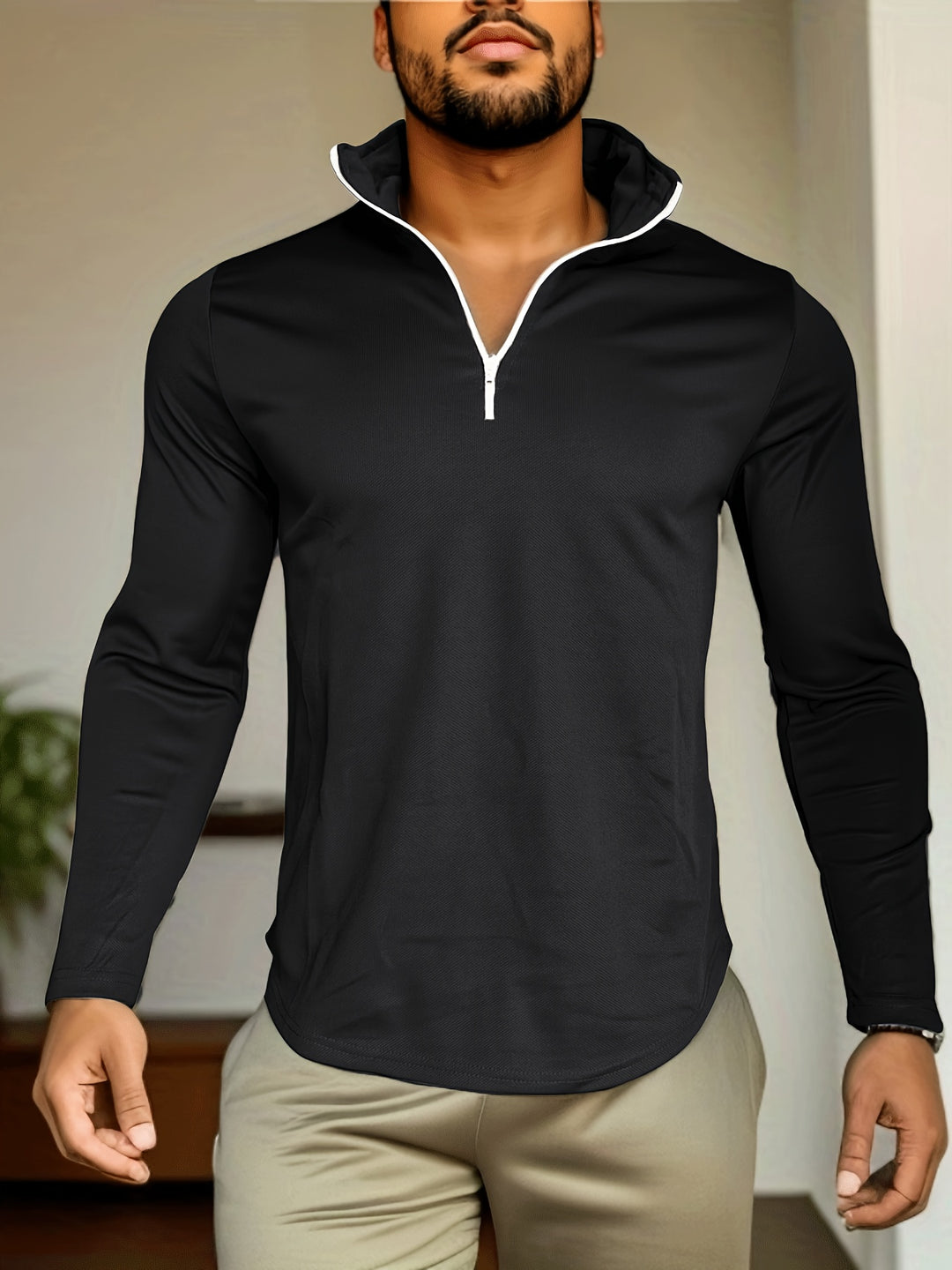Heren Trainingspak | 2-Delige Set met Kwart Rits | Effen Pullover & Joggingbroek | Sportief & Casual
