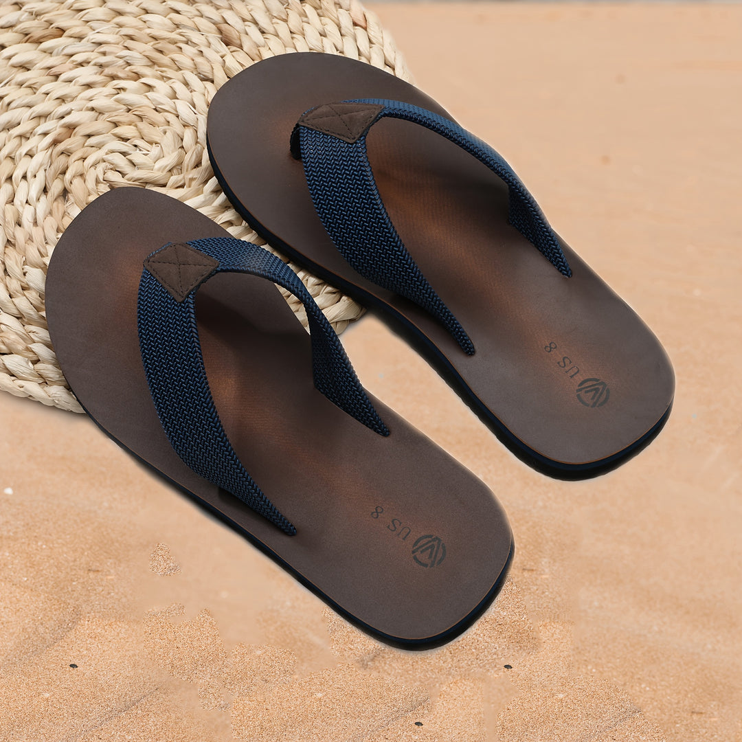 Heren Pantoffels | Geweven Antislip Zool | Bruin met Zwarte Accenten | Comfortabel EVA voor Binnen & Buiten