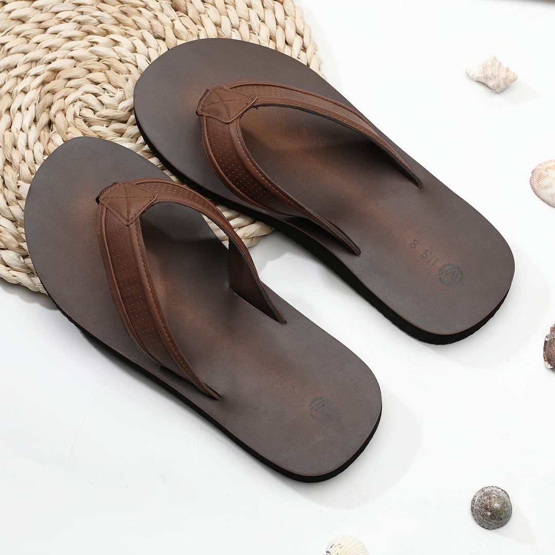 Heren Pantoffels | Geweven Antislip Zool | Bruin met Zwarte Accenten | Comfortabel EVA voor Binnen & Buiten