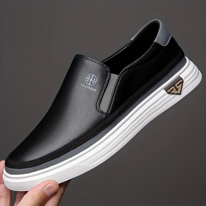 Heren Loafers | Slip-On & Decoratieve Stiksels | Antislip Rubberen Zool | Wit met Bruine & Gouden Accenten