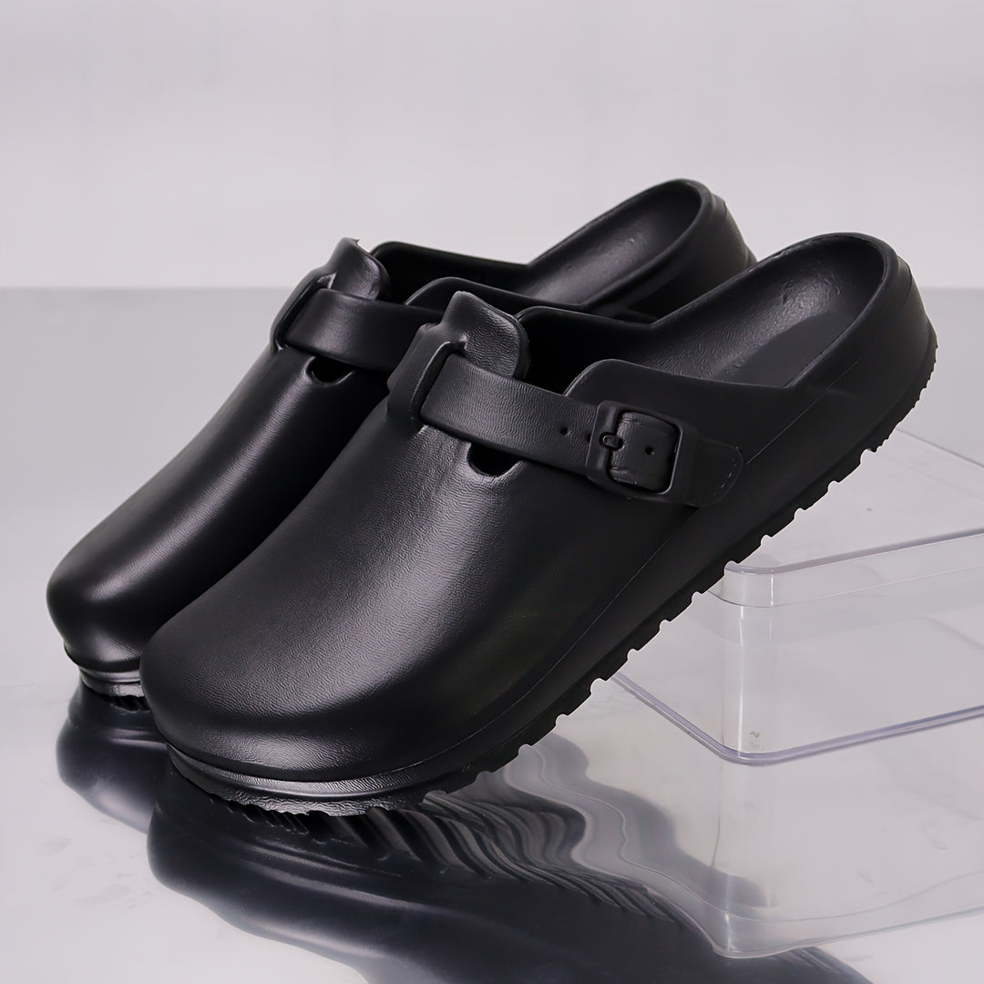 Heren Klompen | Effen EVA | Verstelbare Gesp & Ronde Neus | Antislip & Lichtgewicht Strand- en Dagelijkse Sandalen