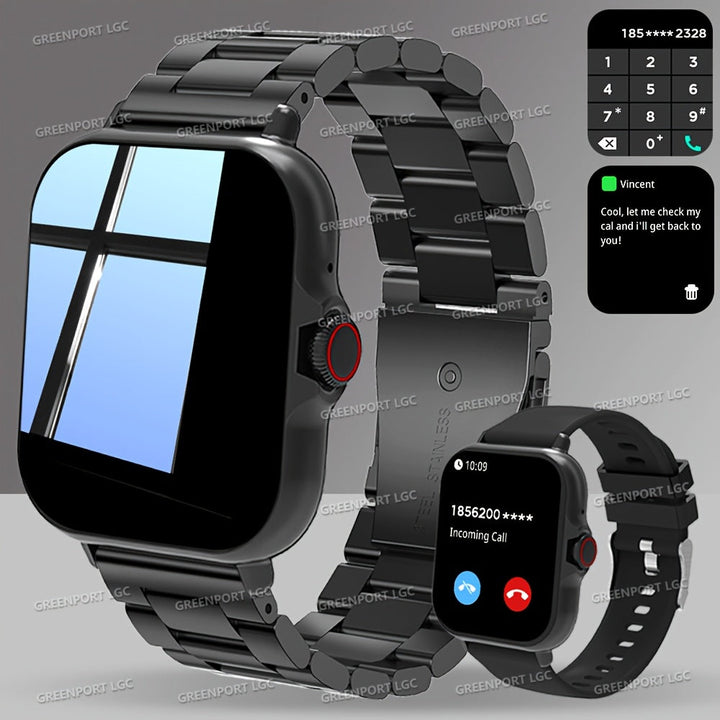 Smartwatch | Dubbel Display & Oproepfunctie | USB-Oplaadbaar | Roestvrijstalen Band | Zakelijke Stijl