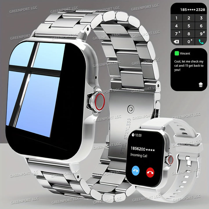 Smartwatch | Dubbel Display & Oproepfunctie | USB-Oplaadbaar | Roestvrijstalen Band | Zakelijke Stijl