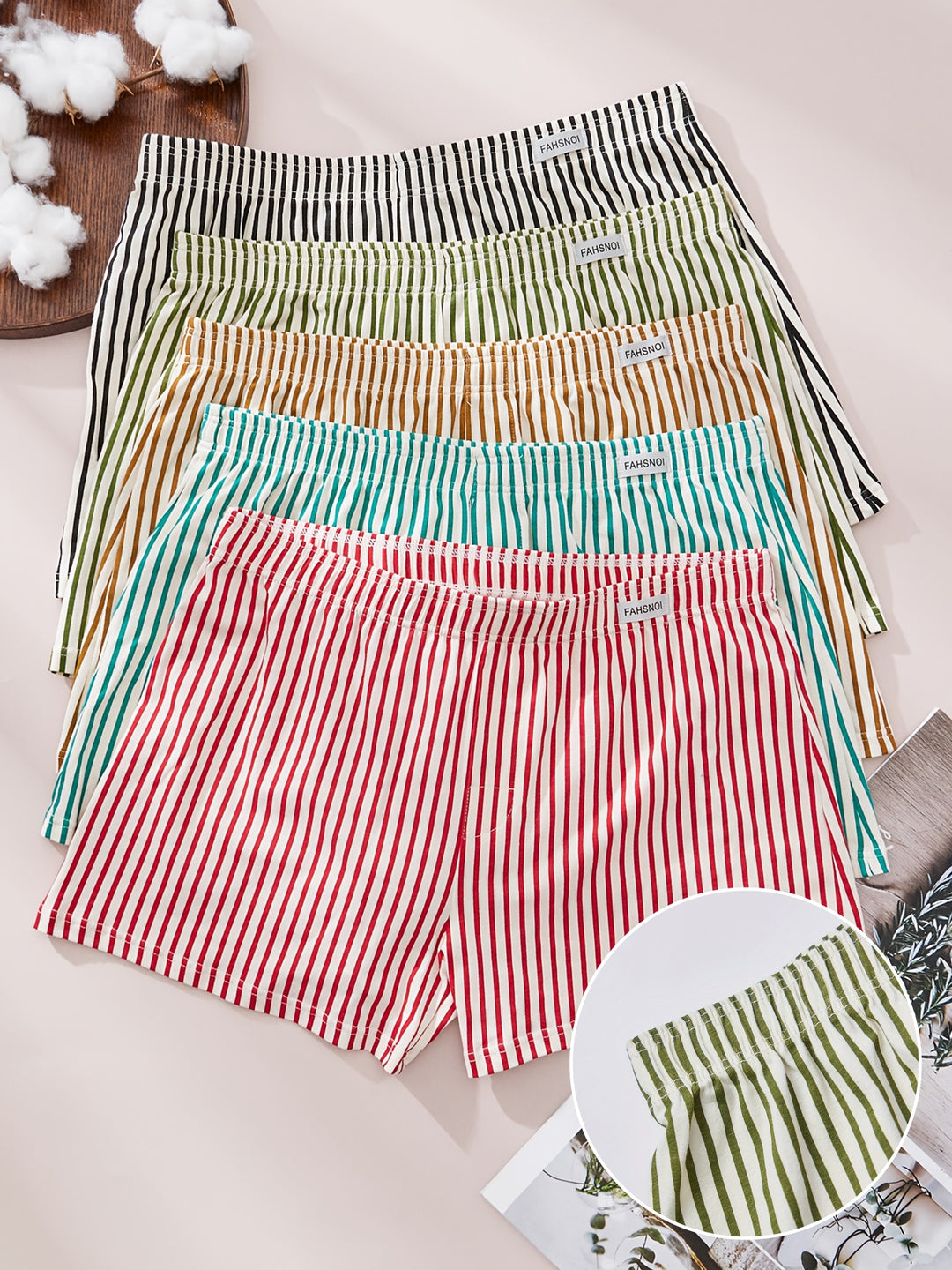 Heren Boxershorts | Gestreept Design | Zacht & Ademend | Katoenmix | 5 stuks