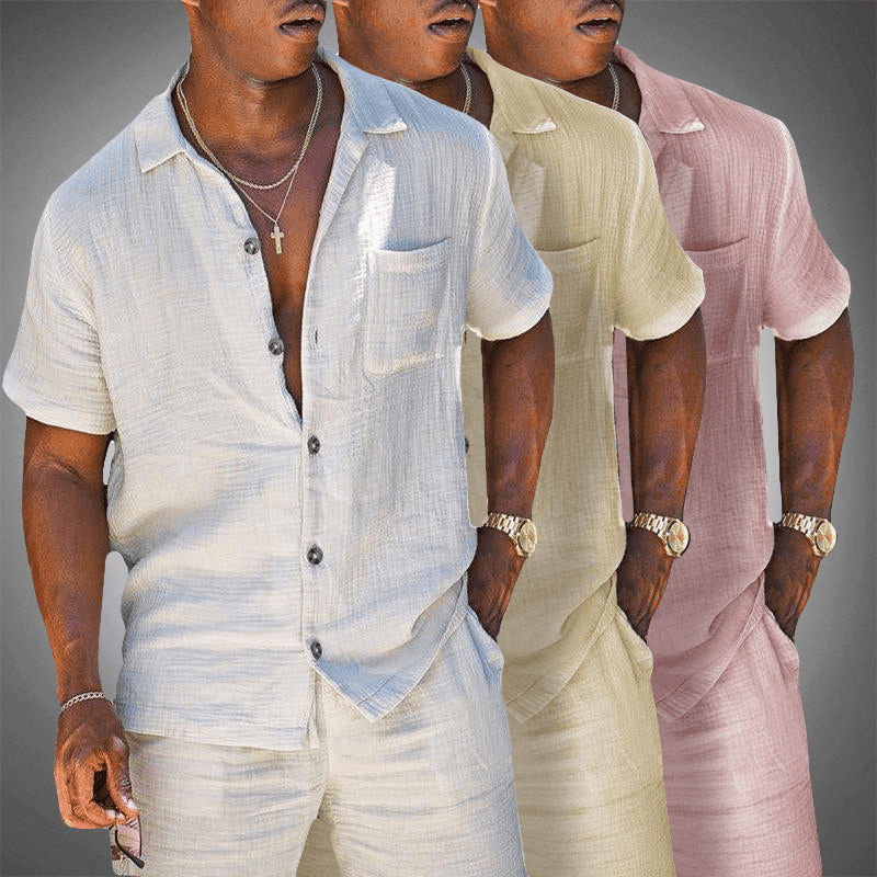 Heren Linnen Set | Ademend & Elegant | Hemd & Shorts | Zomer