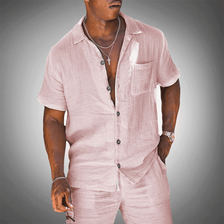 Heren Linnen Set | Ademend & Elegant | Hemd & Shorts | Zomer