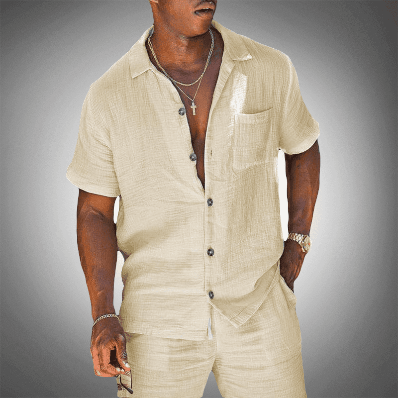 Heren Linnen Set | Ademend & Elegant | Hemd & Shorts | Zomer