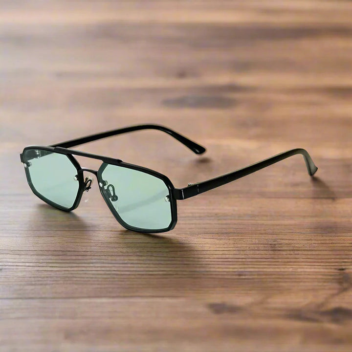 Heren Zonnebril | Geometrisch Aviator Design | Krasbestendig & Antireflectie | Roestvrijstalen Frame