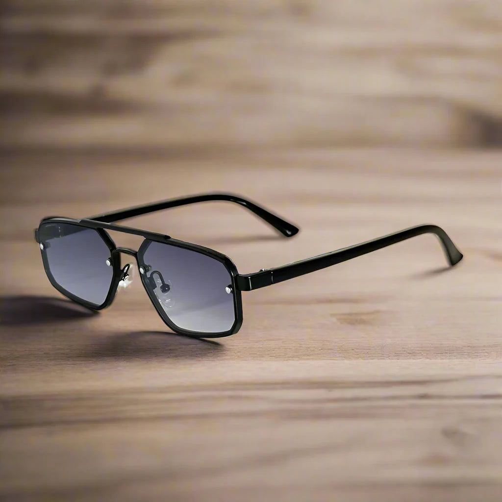 Heren Zonnebril | Geometrisch Aviator Design | Krasbestendig & Antireflectie | Roestvrijstalen Frame
