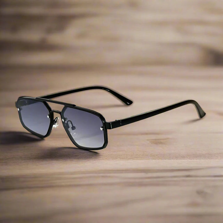Heren Zonnebril | Geometrisch Aviator Design | Krasbestendig & Antireflectie | Roestvrijstalen Frame