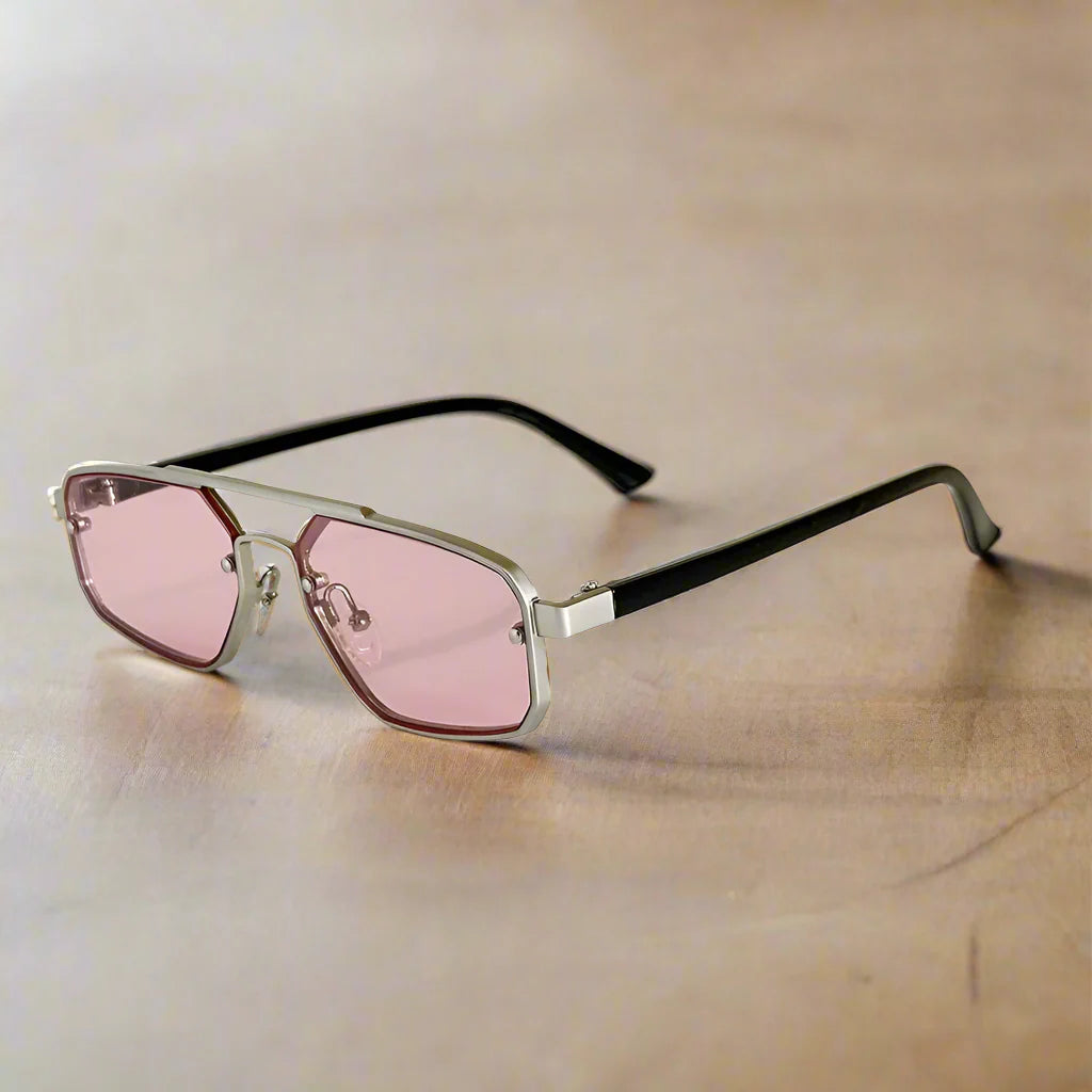 Heren Zonnebril | Geometrisch Aviator Design | Krasbestendig & Antireflectie | Roestvrijstalen Frame
