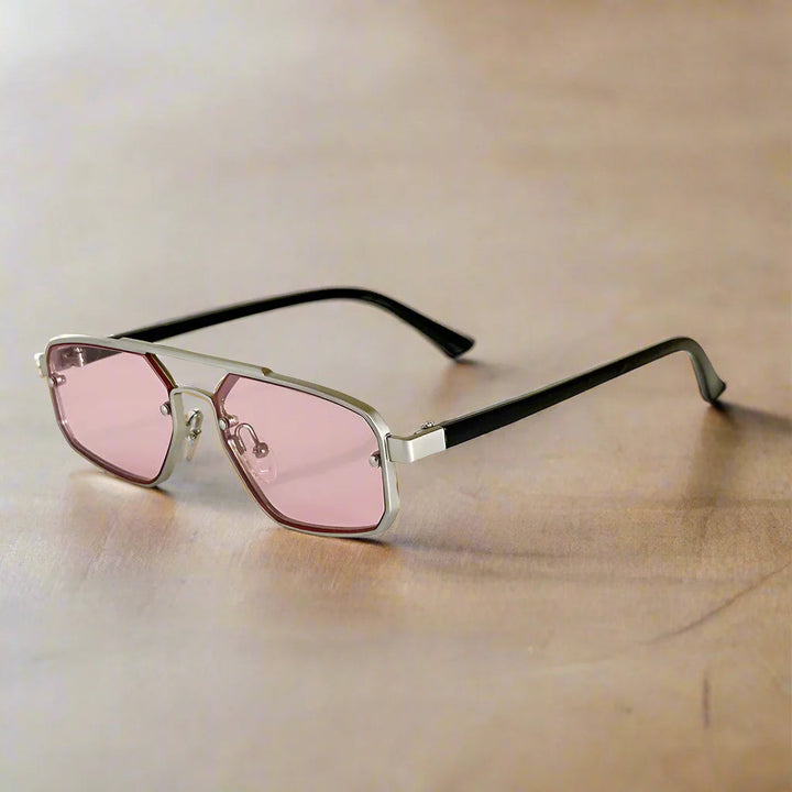 Heren Zonnebril | Geometrisch Aviator Design | Krasbestendig & Antireflectie | Roestvrijstalen Frame