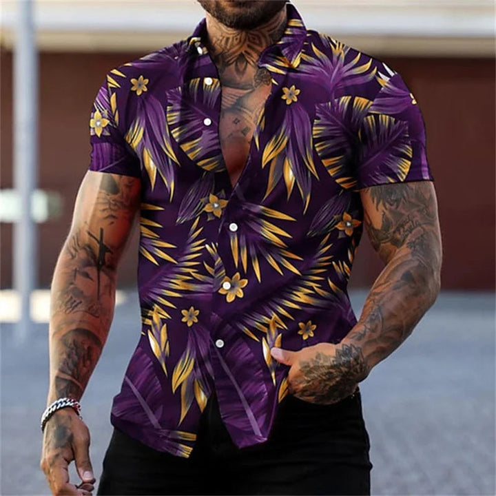 Heren Shirt | Exotisch Bladmotief | Statement Look | Zomer