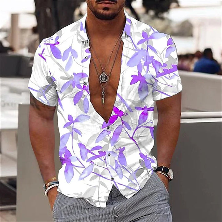 Heren Shirt | Korte Mouw | Tropische Print | Zomer