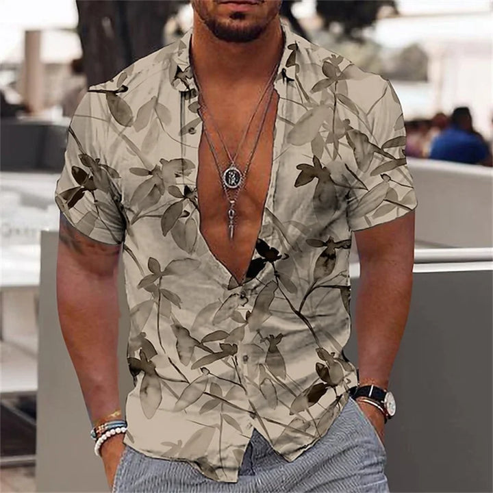 Heren Shirt | Korte Mouw | Tropische Print | Zomer