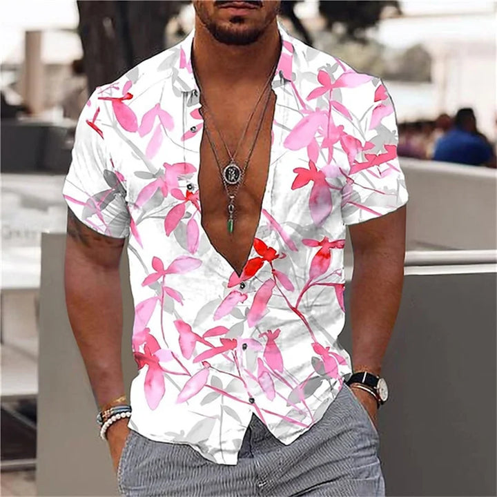 Heren Shirt | Korte Mouw | Tropische Print | Zomer