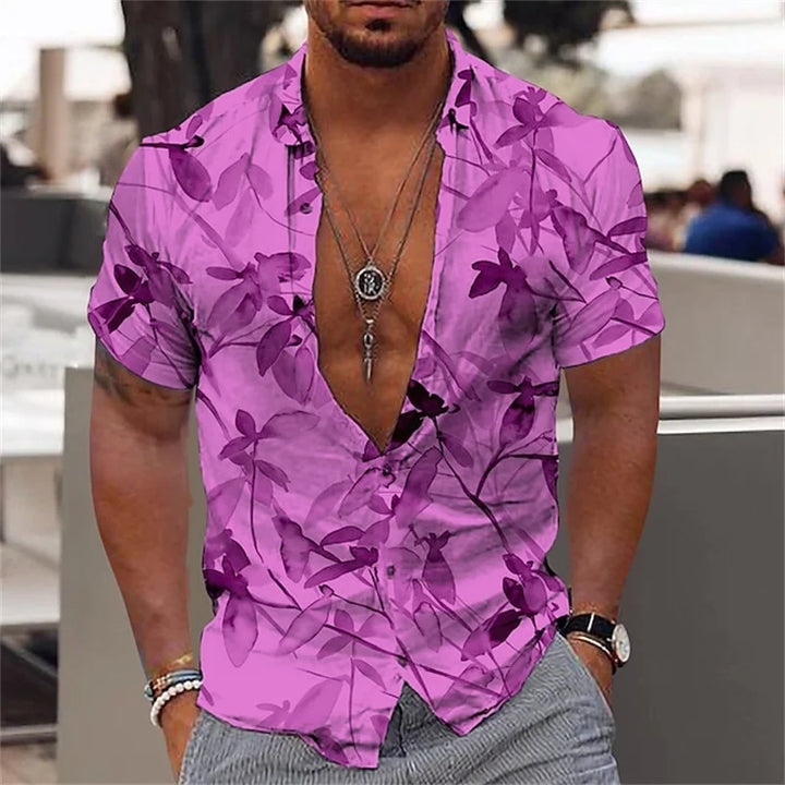 Heren Shirt | Korte Mouw | Tropische Print | Zomer