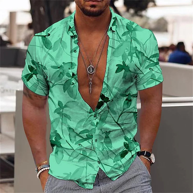 Heren Shirt | Korte Mouw | Tropische Print | Zomer