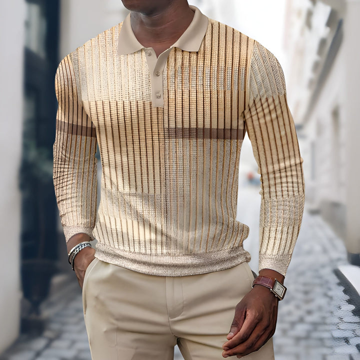 Heren Polo Shirt | Lange Mouwen | Patchwork Design | Casual & Elegant Katoenmix