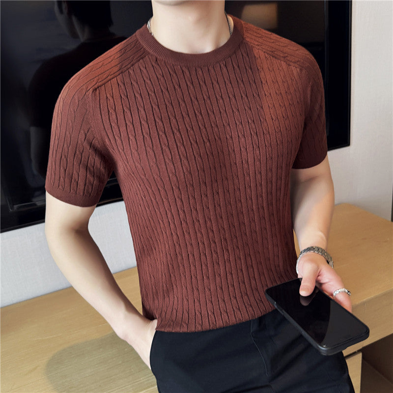 Heren T-shirt | Gestreept Gebreid | Slim Fit & Ademend | Voorjaar & Najaar