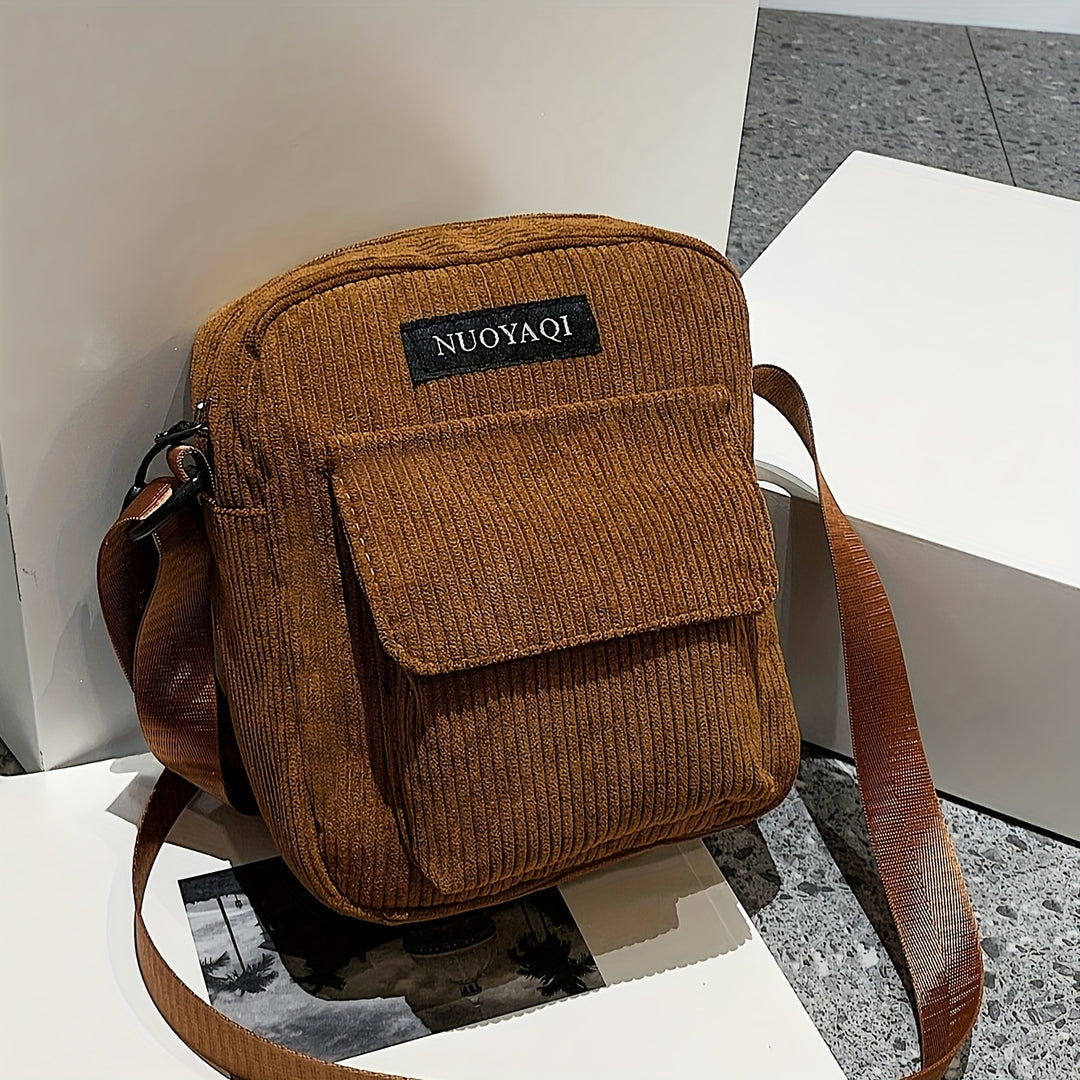 Heren Crossbody Tas | Ribfluweel | Meerdere Vakken & Verstelbare Band