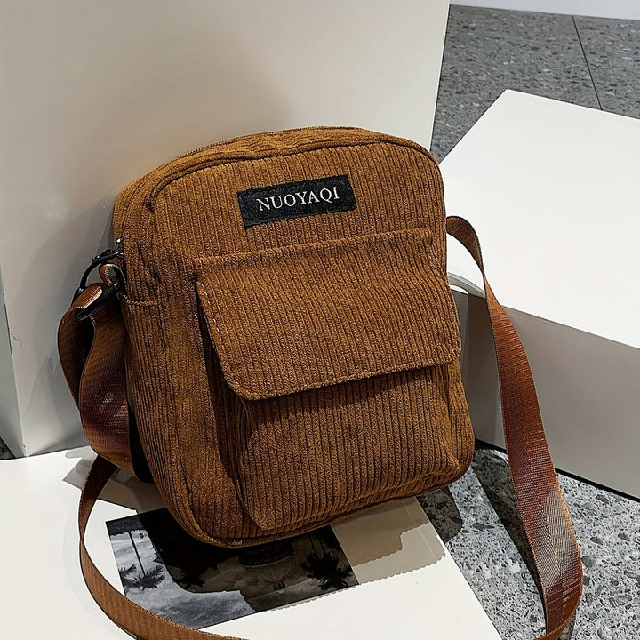 Heren Crossbody Tas | Ribfluweel | Meerdere Vakken & Verstelbare Band