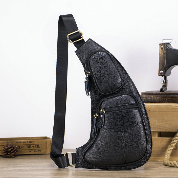 Heren Vintage Slingbag | Echt Leder | Lichtgewicht Crossbody | Meerdere Ritsvakken