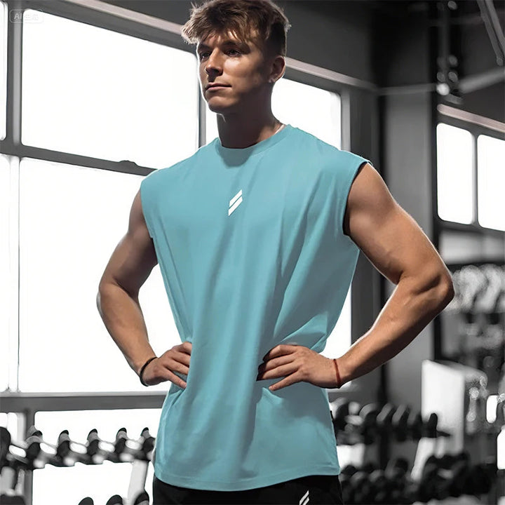 Heren Sport top | Mouwloze Top | Ronde Hals | Sportief