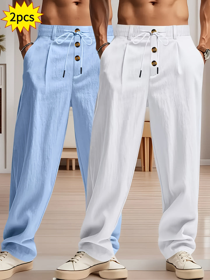 Heren Broek Set | Wijde Pijpen | Met Trekkoord | Zomer