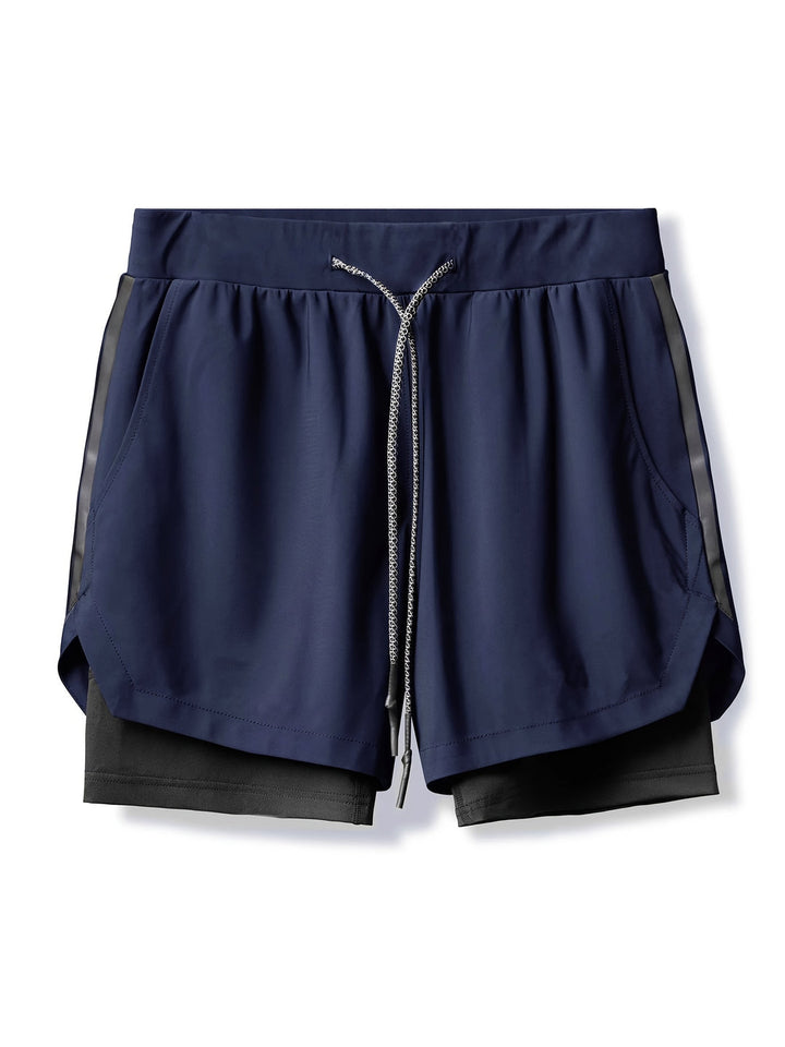 Heren 2-in-1 Dubbellaagse Korte Broek | Licht Elastisch & Sportief | Zomer Work-outs