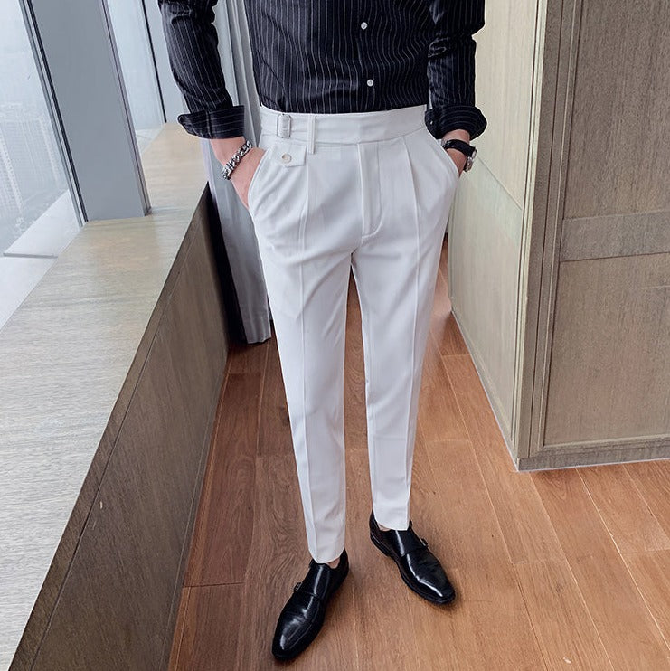 Heren Pantalon | Slim Fit | Smart Casual Engelse Stijl | Effen en Recht Model