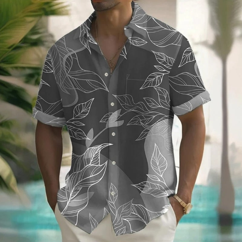 Heren Shirt | Korte Mouw | Tropical Palm Print | Zomer