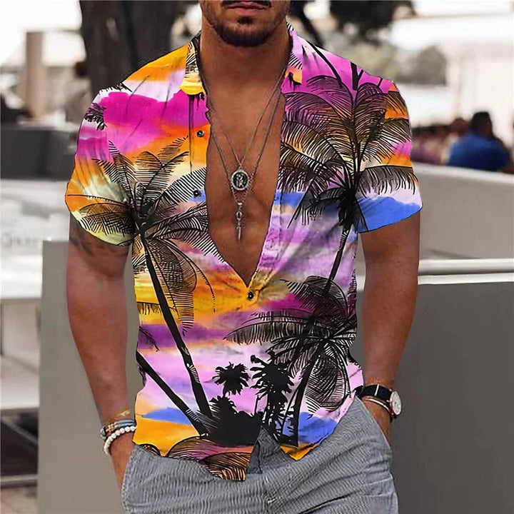 Heren Shirt | Botanische Print | Strandstijl | Zomer