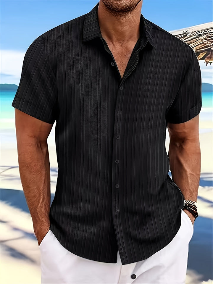 Heren Overhemd | Geweven Effen Design | Gesteven Kraag & Knoopsluiting | Casual Zomerstijl