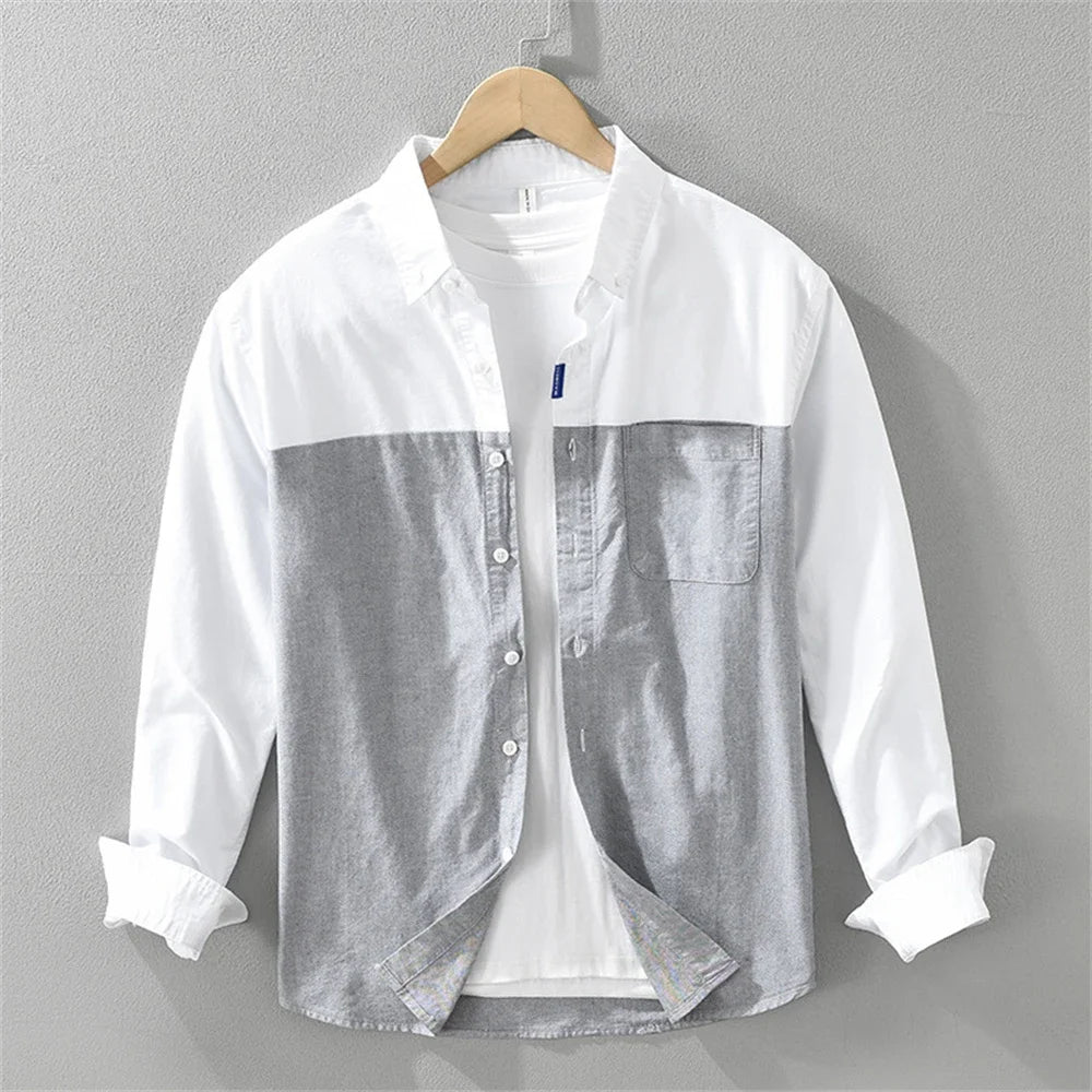 Heren Overhemd | Patch Overhemd | Borstzak | Tweekleurig