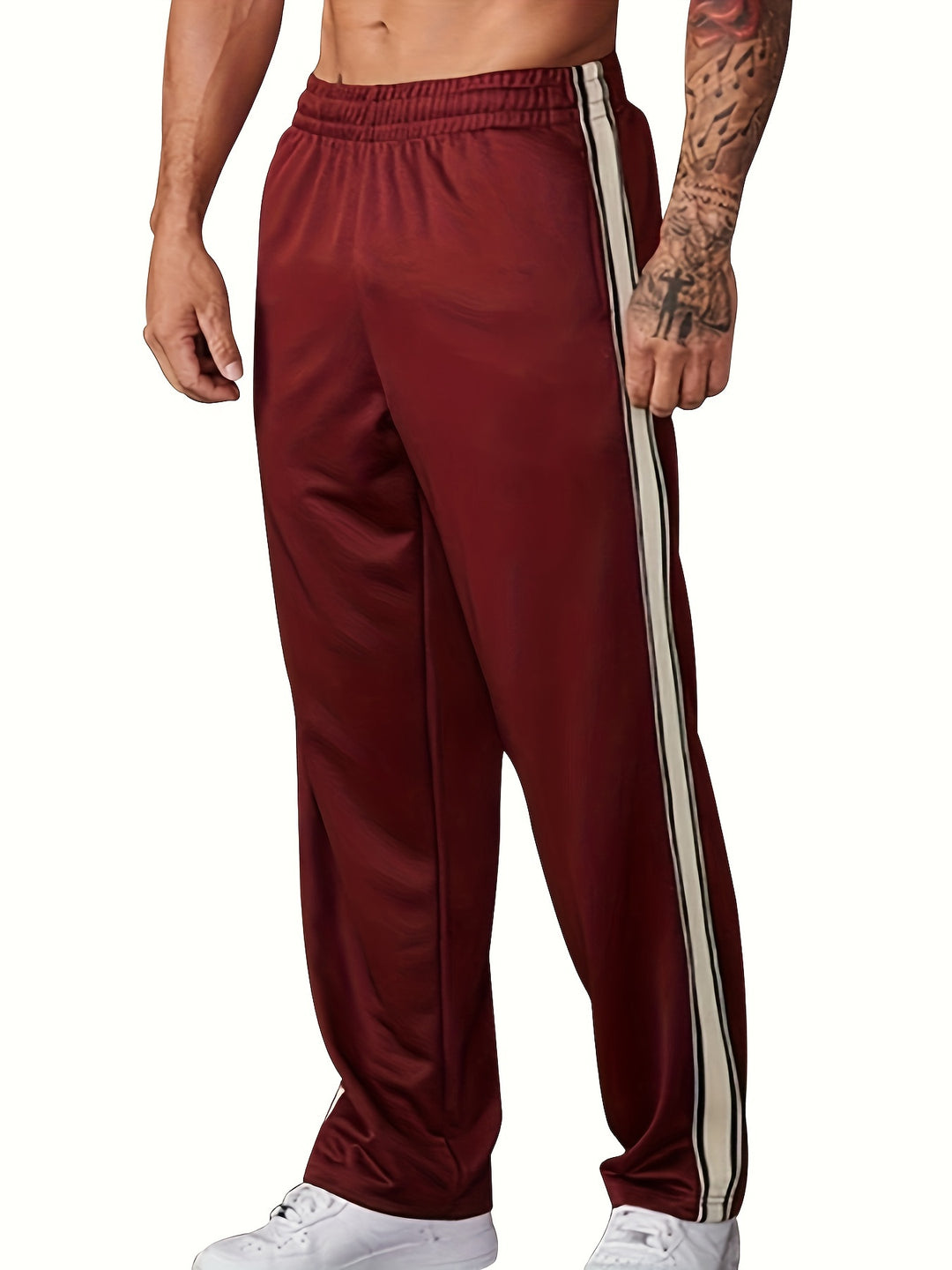 Heren Sportbroek | Gebreid & Lichtgewicht | Losse Fit met Zijstreep | Casual & Training