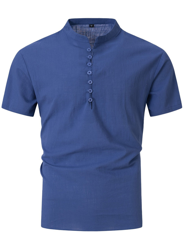Heren T-Shirt | Slimfit | Knoopsluiting | Zomer