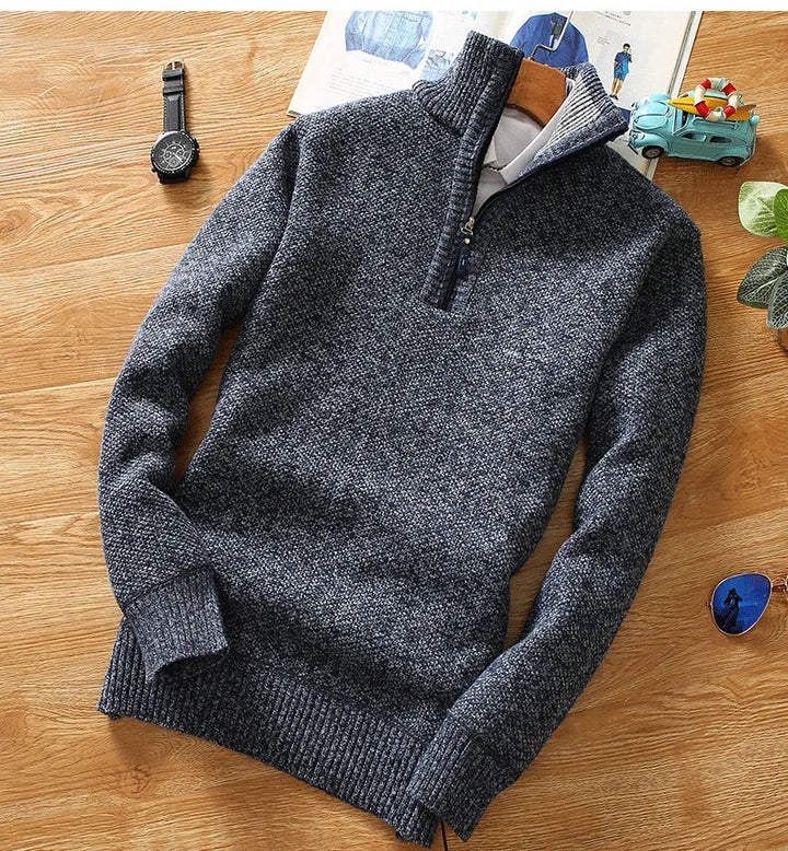 Luxe en knusse wollen semi-zip trui met winterse stijl en comfort | Nathan